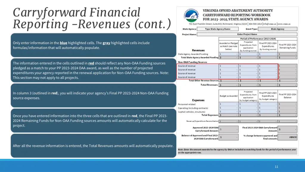 carryforward financial reporting revenues cont