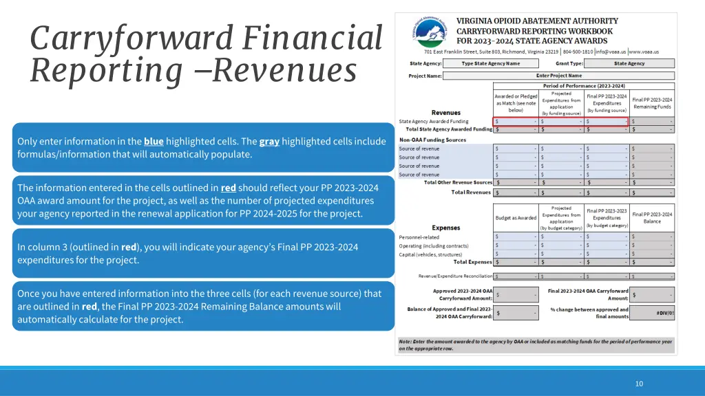 carryforward financial reporting revenues