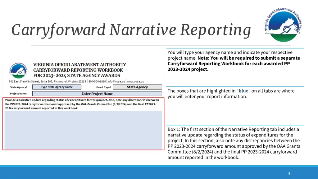 carryforward narrative reporting