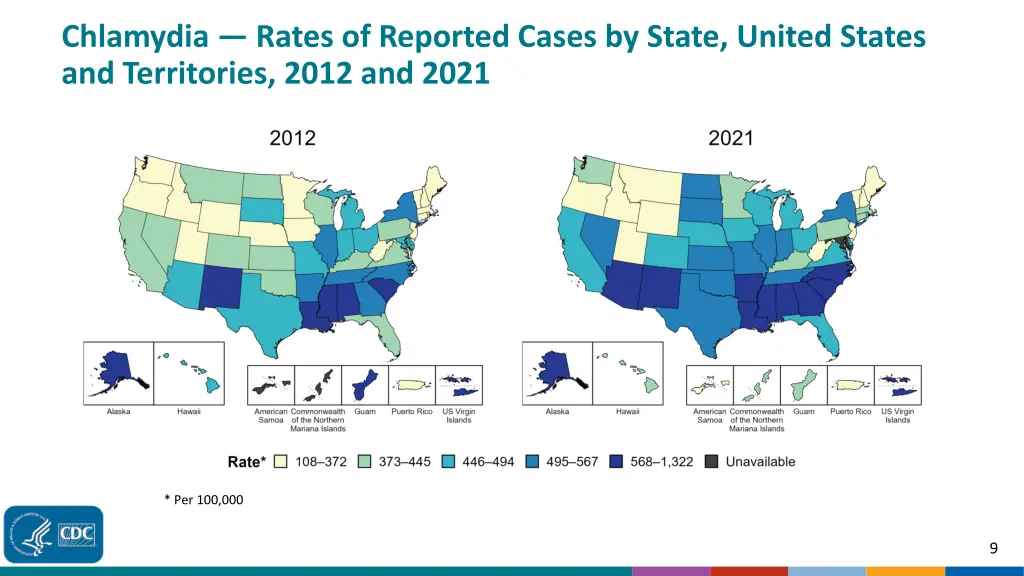 chlamydia rates of reported cases by state united