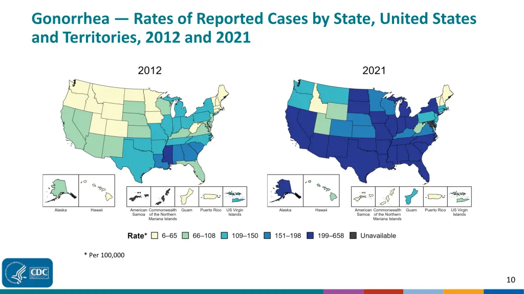 gonorrhea rates of reported cases by state united