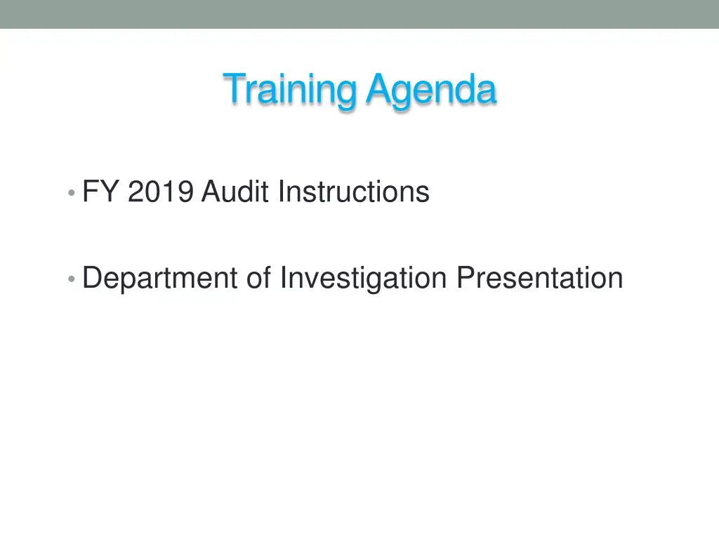 training agenda
