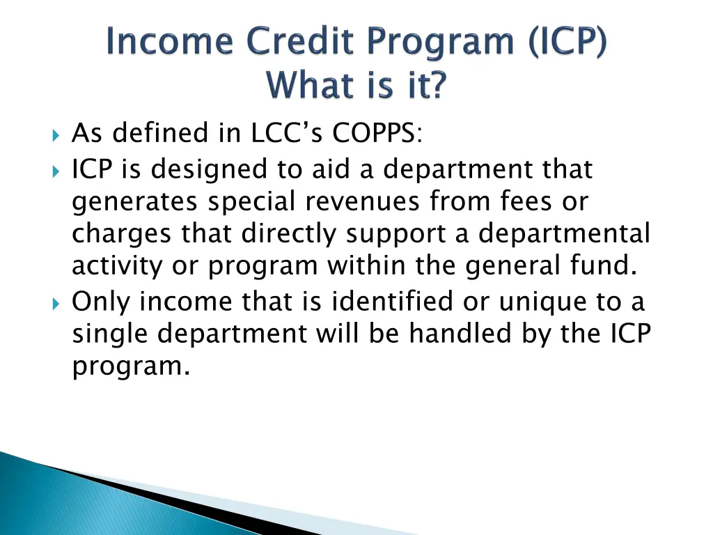as defined in lcc s copps icp is designed