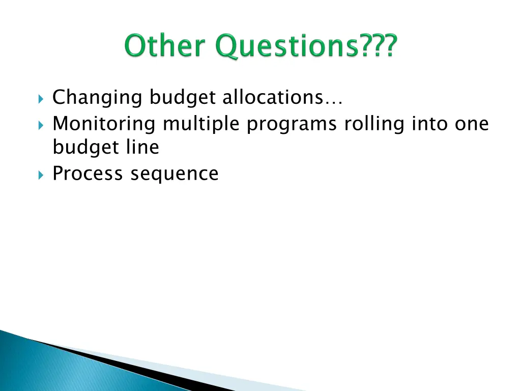 changing budget allocations monitoring multiple