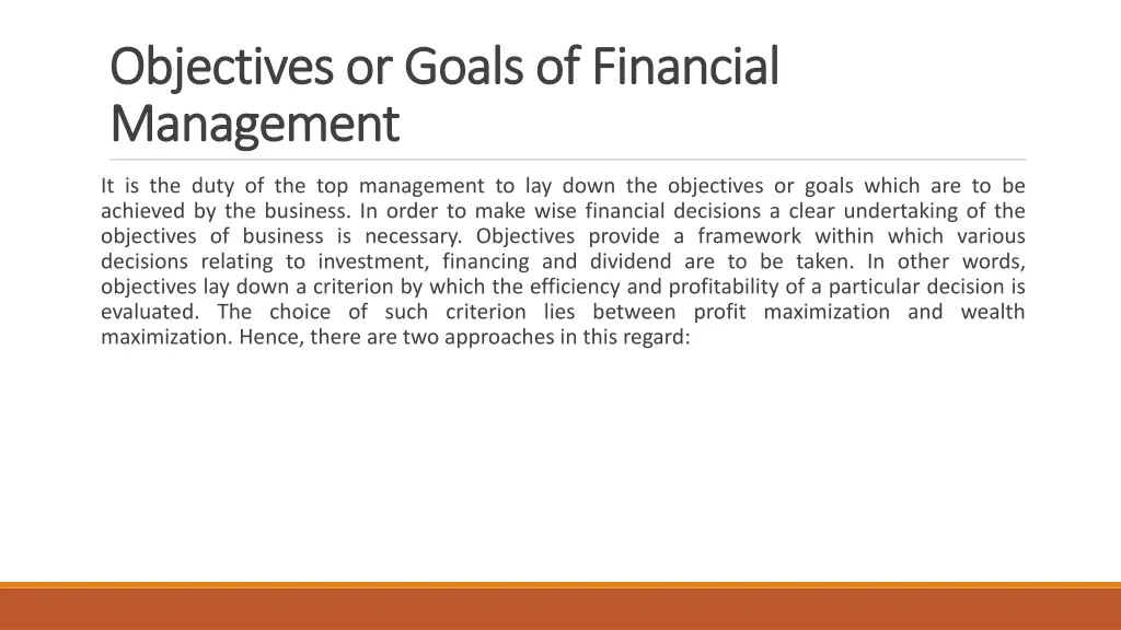 objectives or goals of financial objectives