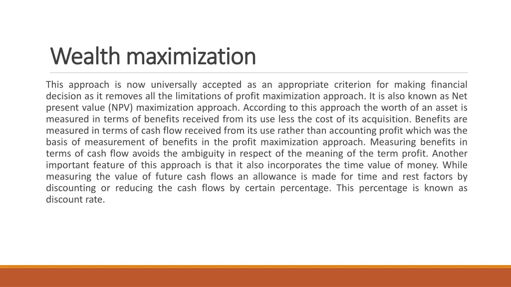 wealth maximization wealth maximization
