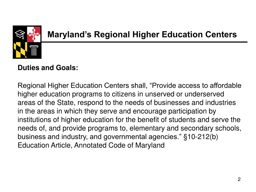 maryland s regional higher education centers 1