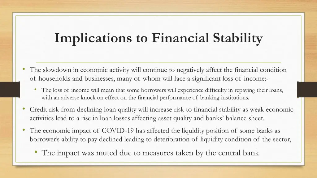 implications to financial stability