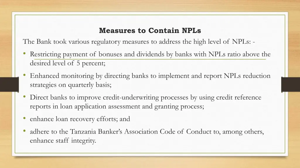 measures to contain npls