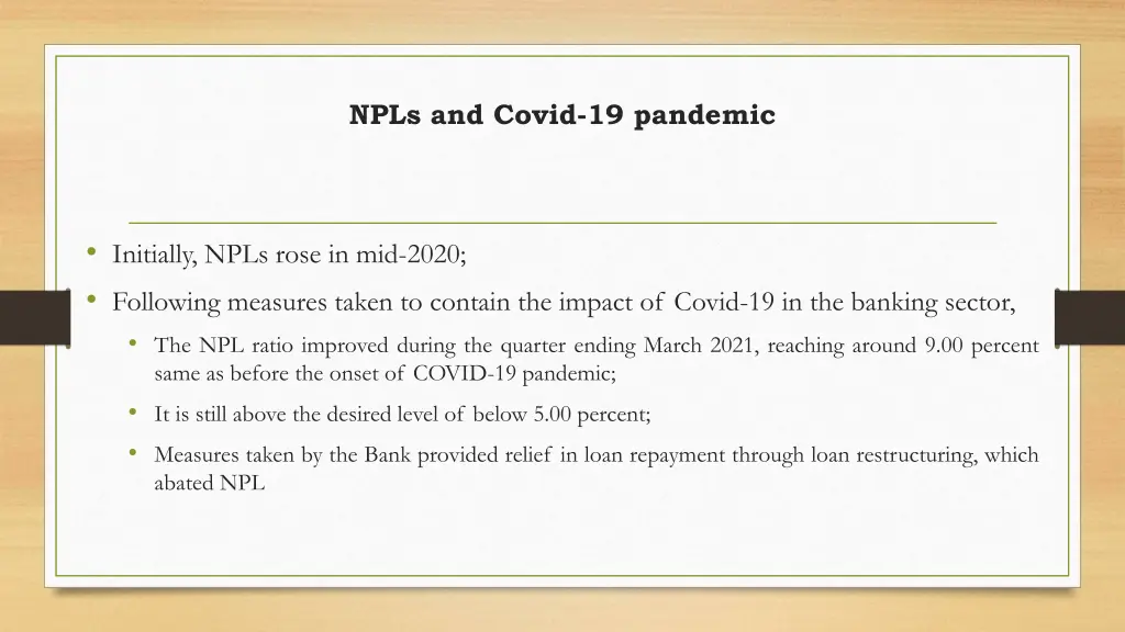npls and covid 19 pandemic