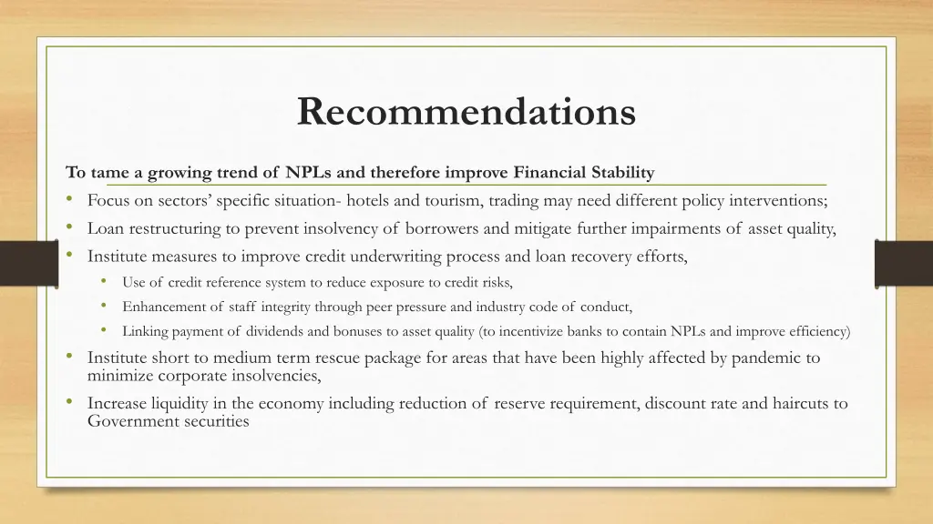 recommendations