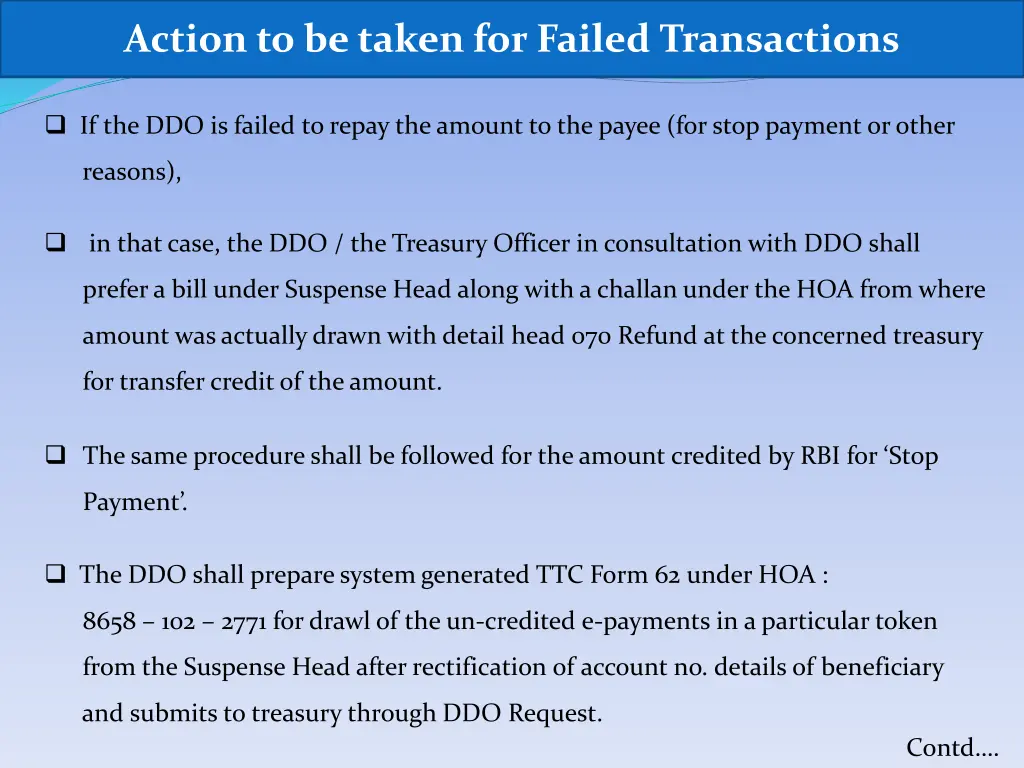 action to be taken for failed transactions 2