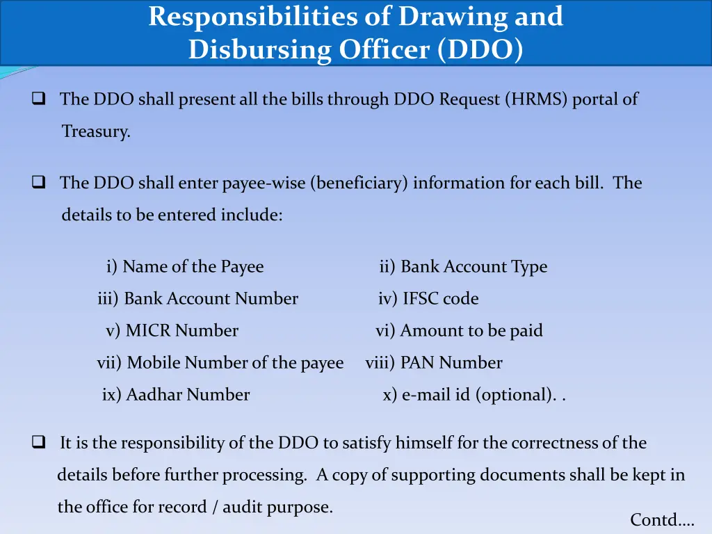 responsibilities of drawing and disbursing