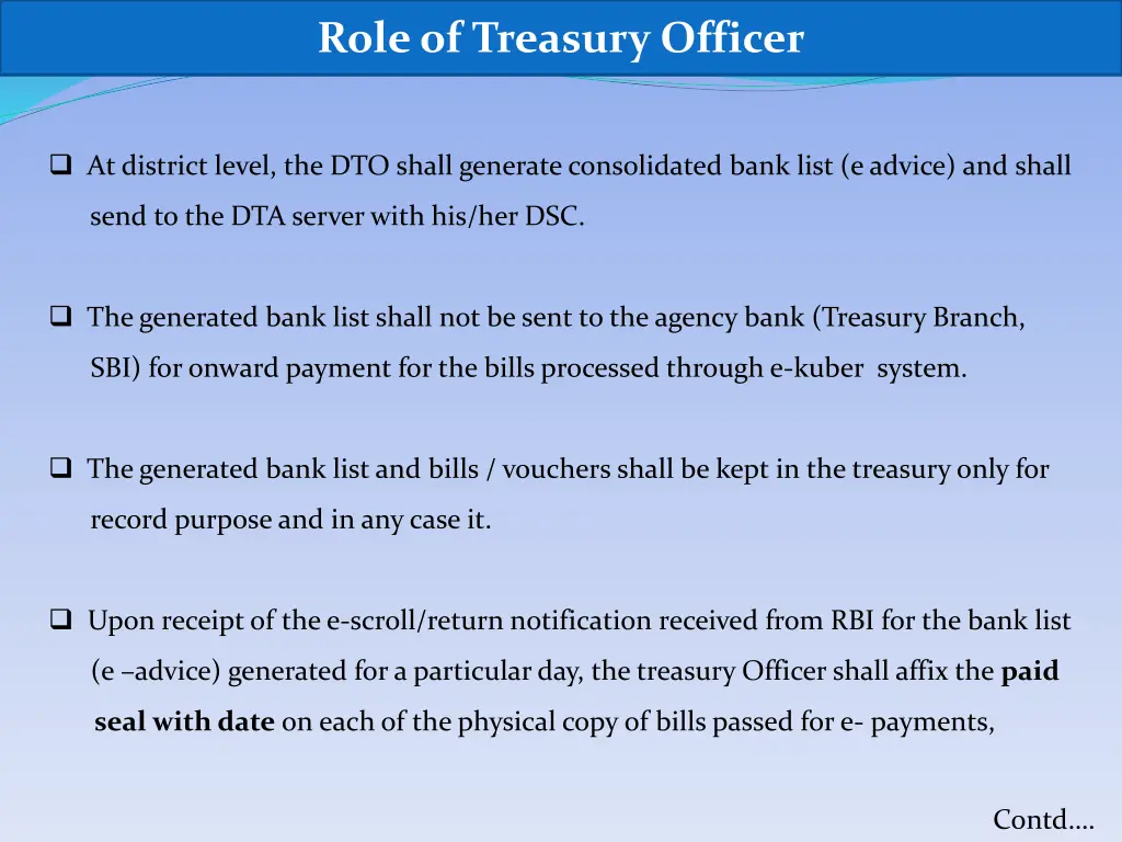 role of treasury officer 1