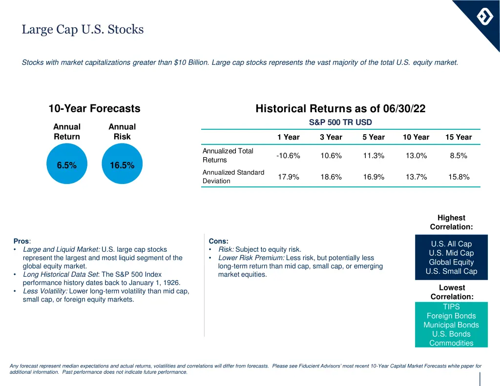 large cap u s stocks