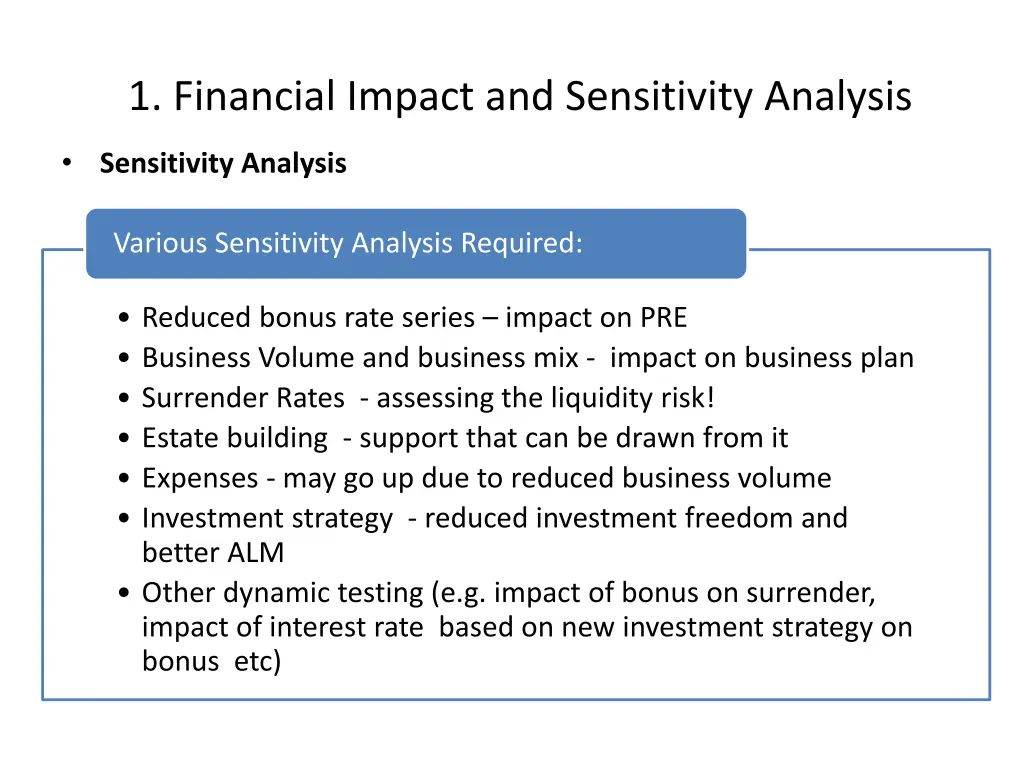1 financial impact and sensitivity analysis 2