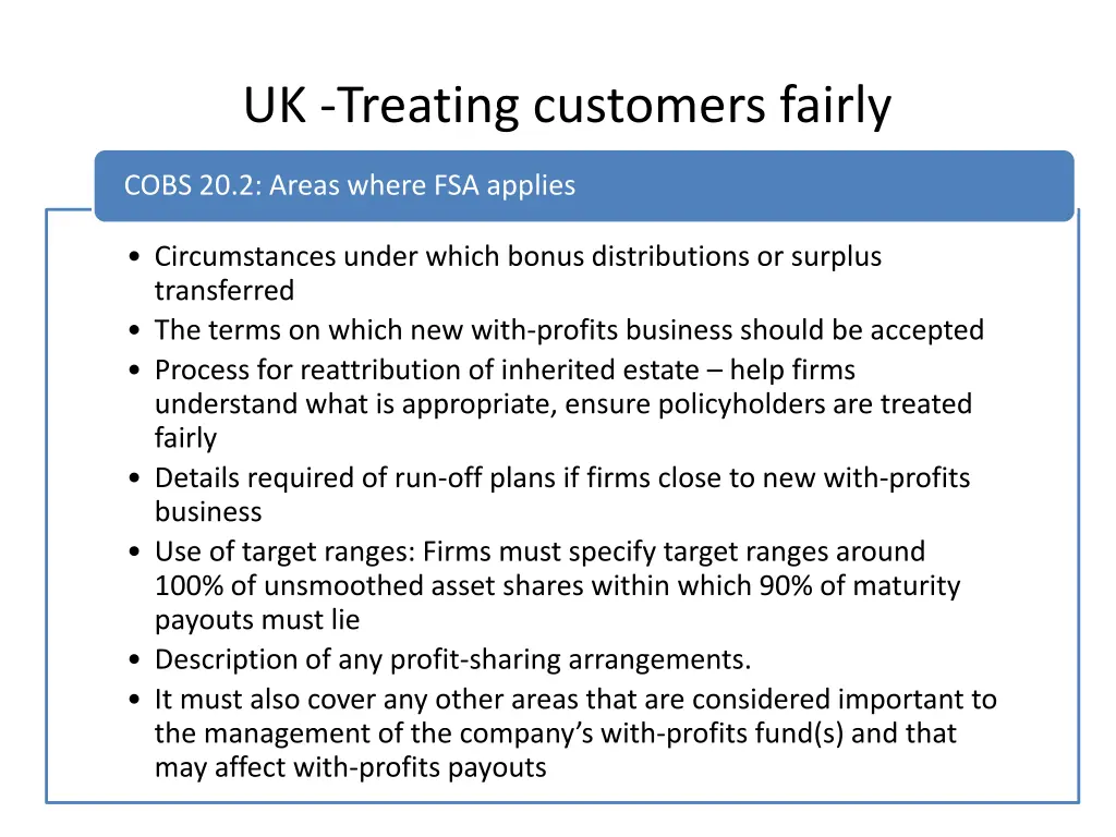 uk treating customers fairly