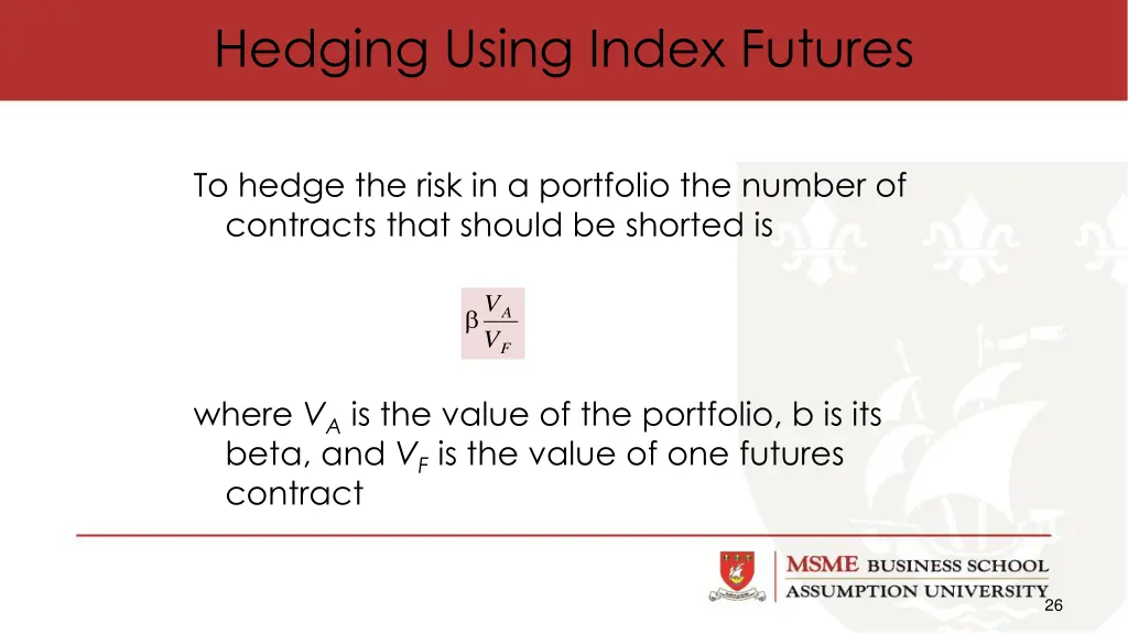 hedging using index futures