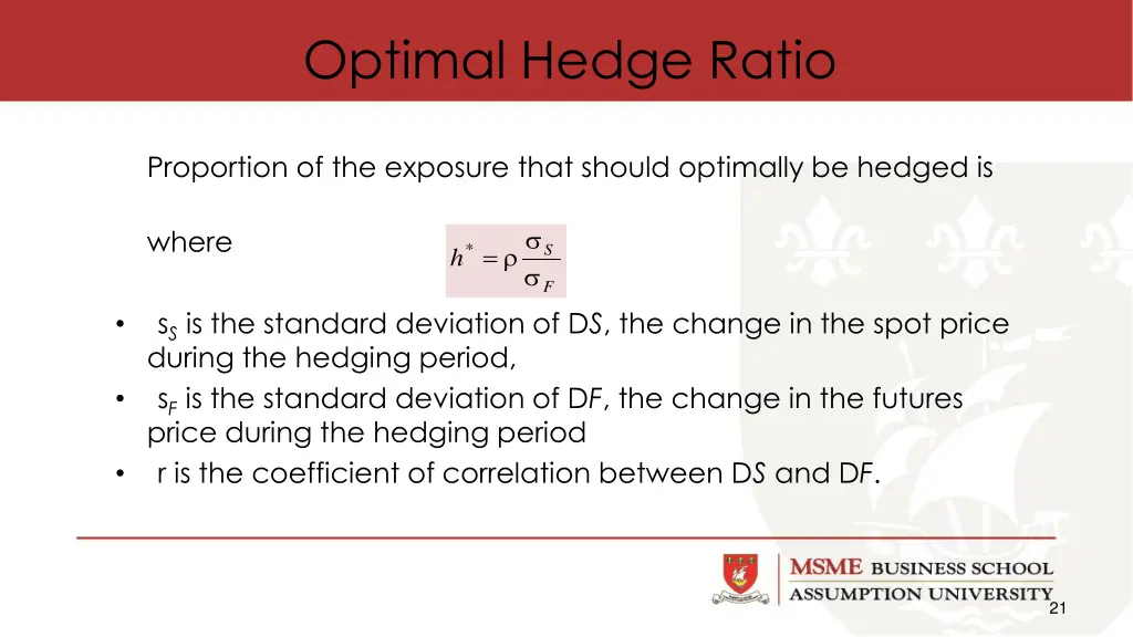 optimal hedge ratio