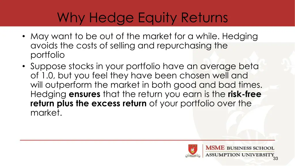 why hedge equity returns