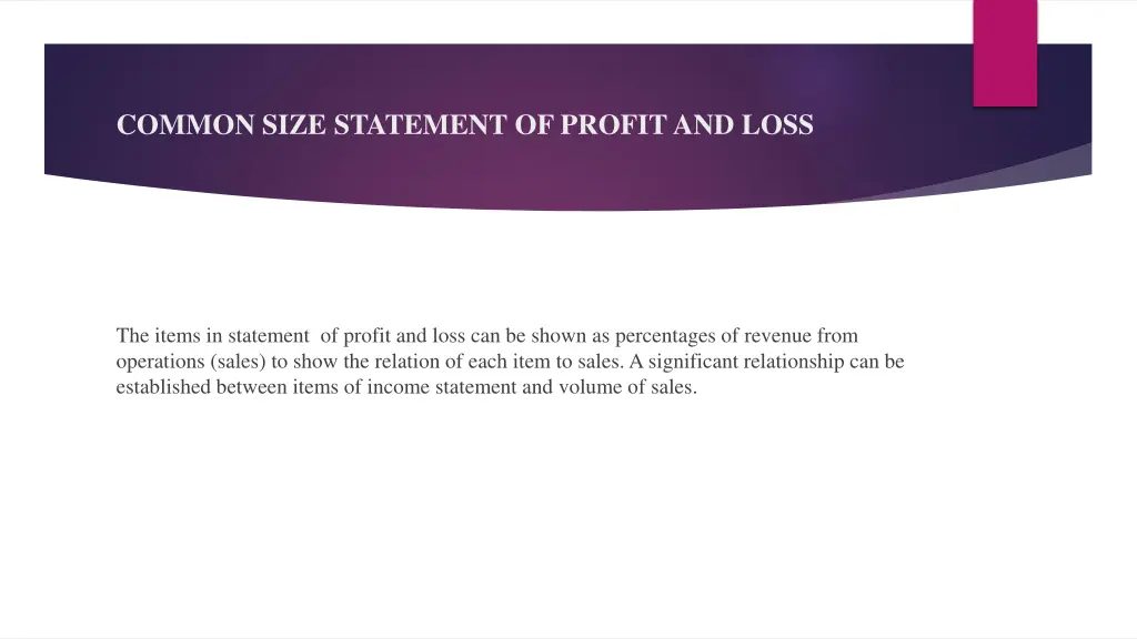 common size statement of profit and loss
