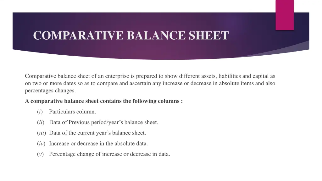 comparative balance sheet