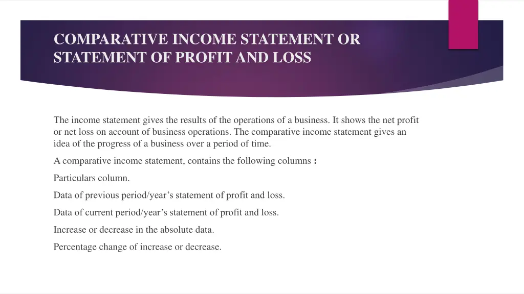 comparative income statement or statement
