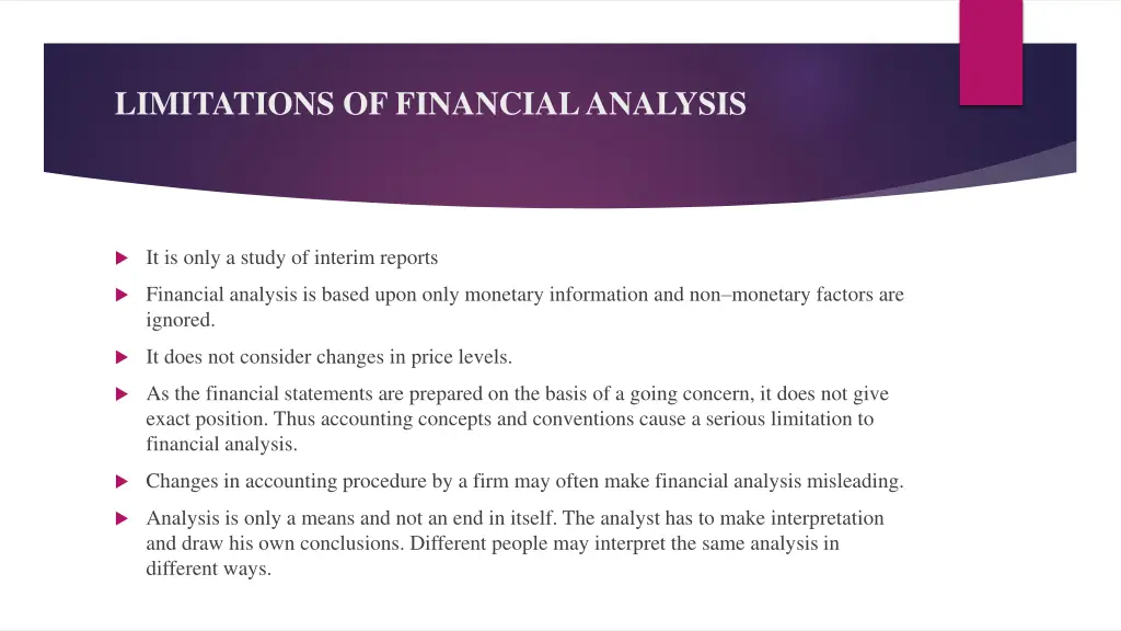 limitations of financial analysis