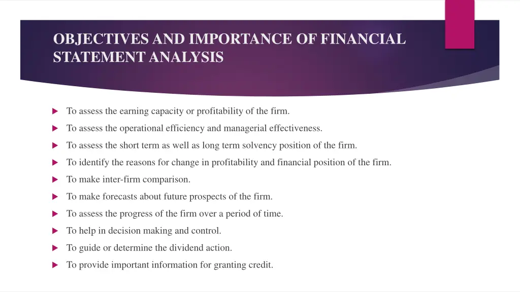 objectives and importance of financial statement