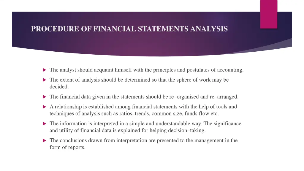 procedure of financial statements analysis