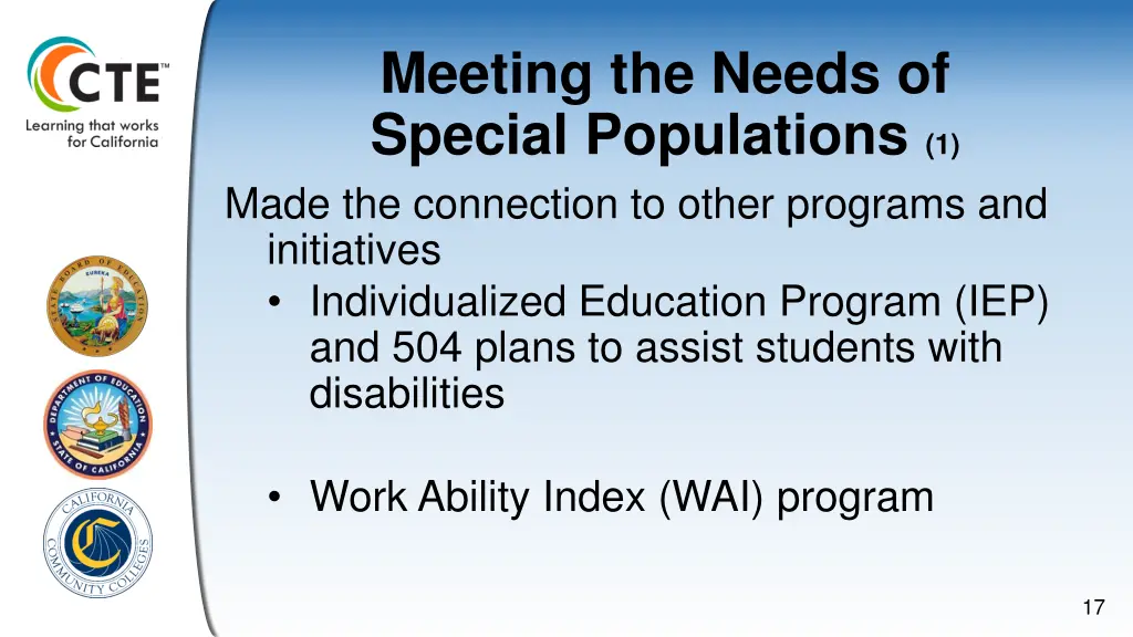 meeting the needs of special populations 1