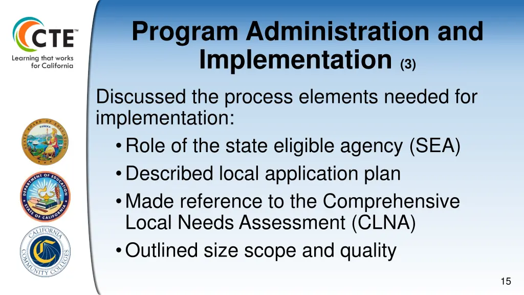 program administration and implementation 3