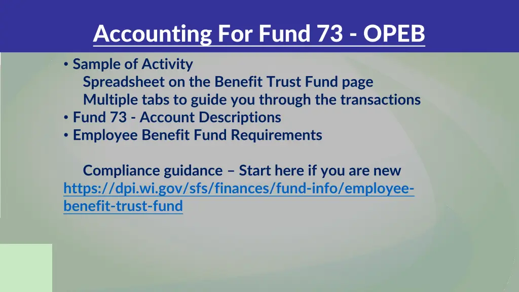 accounting for fund 73 opeb 2