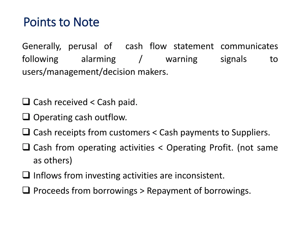 points to note points to note