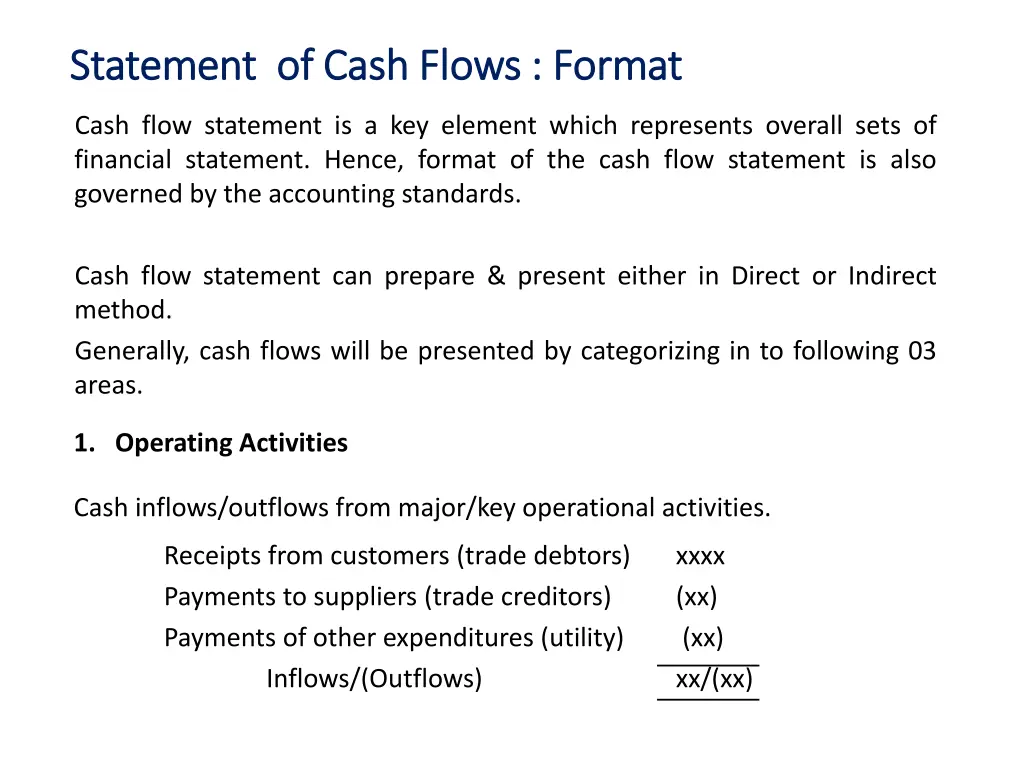 statement of cash flows format statement of cash