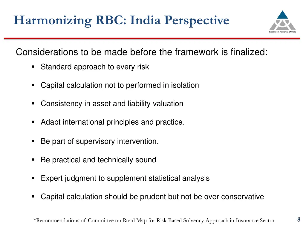 harmonizing rbc india perspective