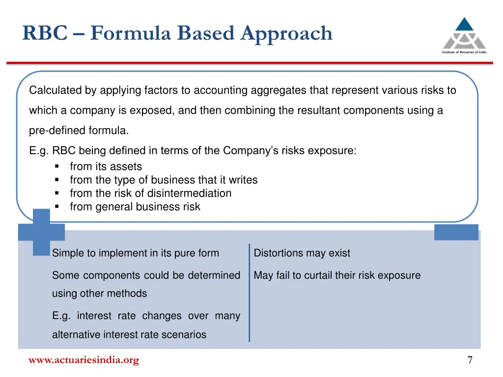 rbc formula based approach