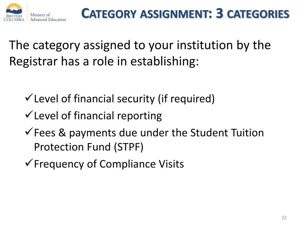 c ategory assignment 3 categories