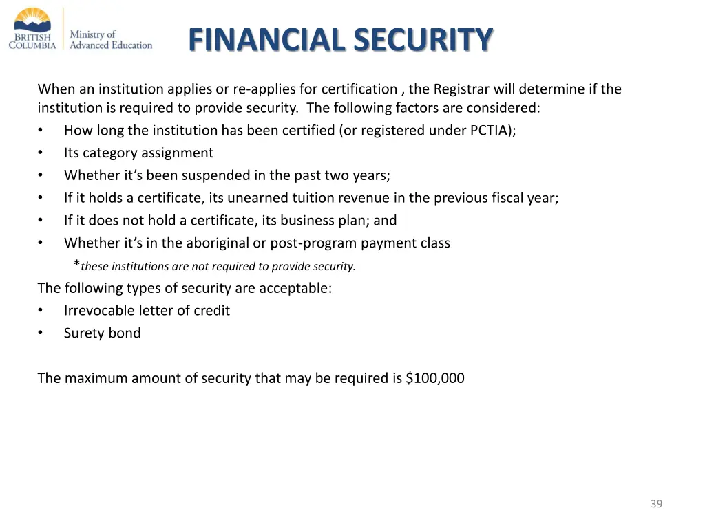 financial security