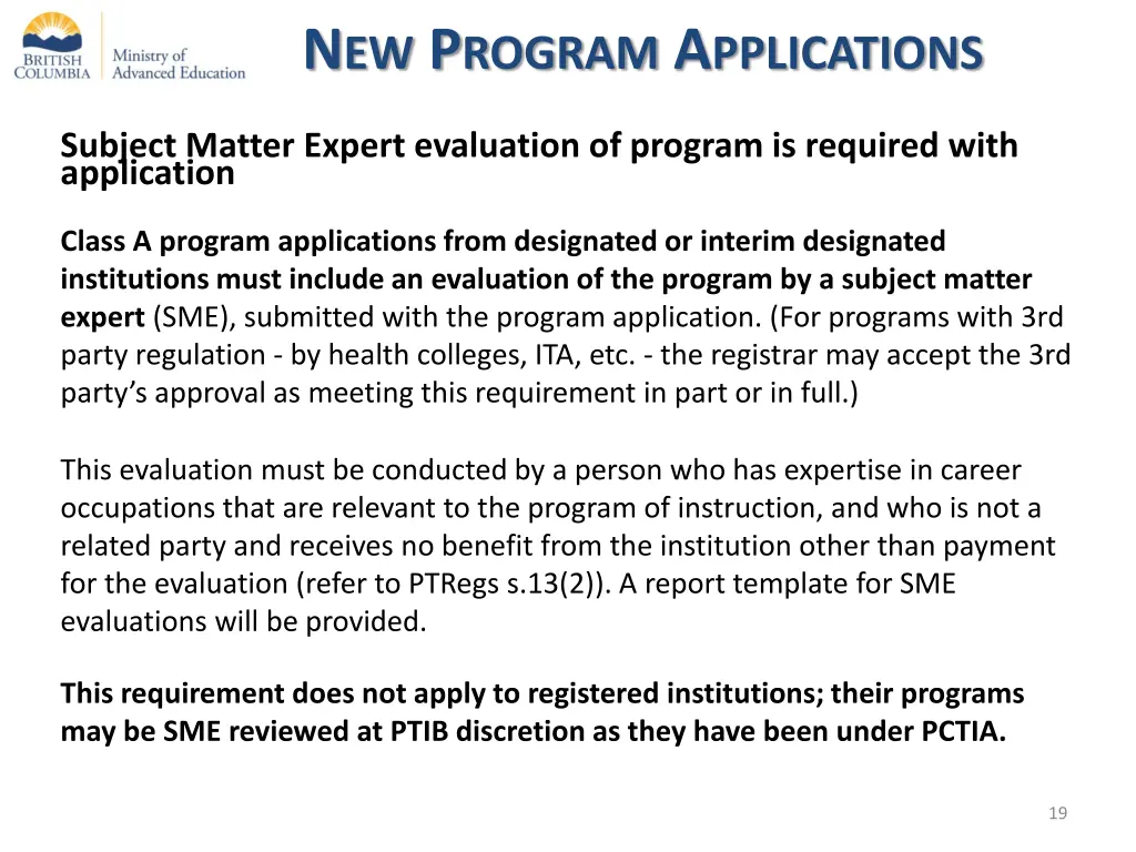 n ew p rogram a pplications 1