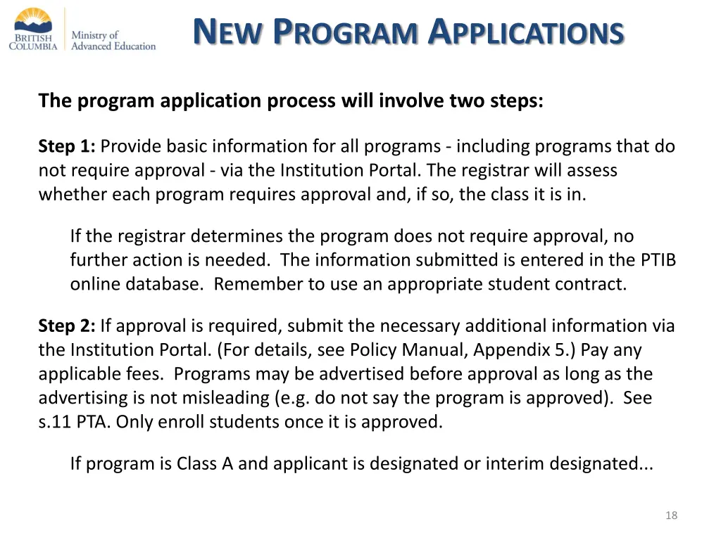 n ew p rogram a pplications