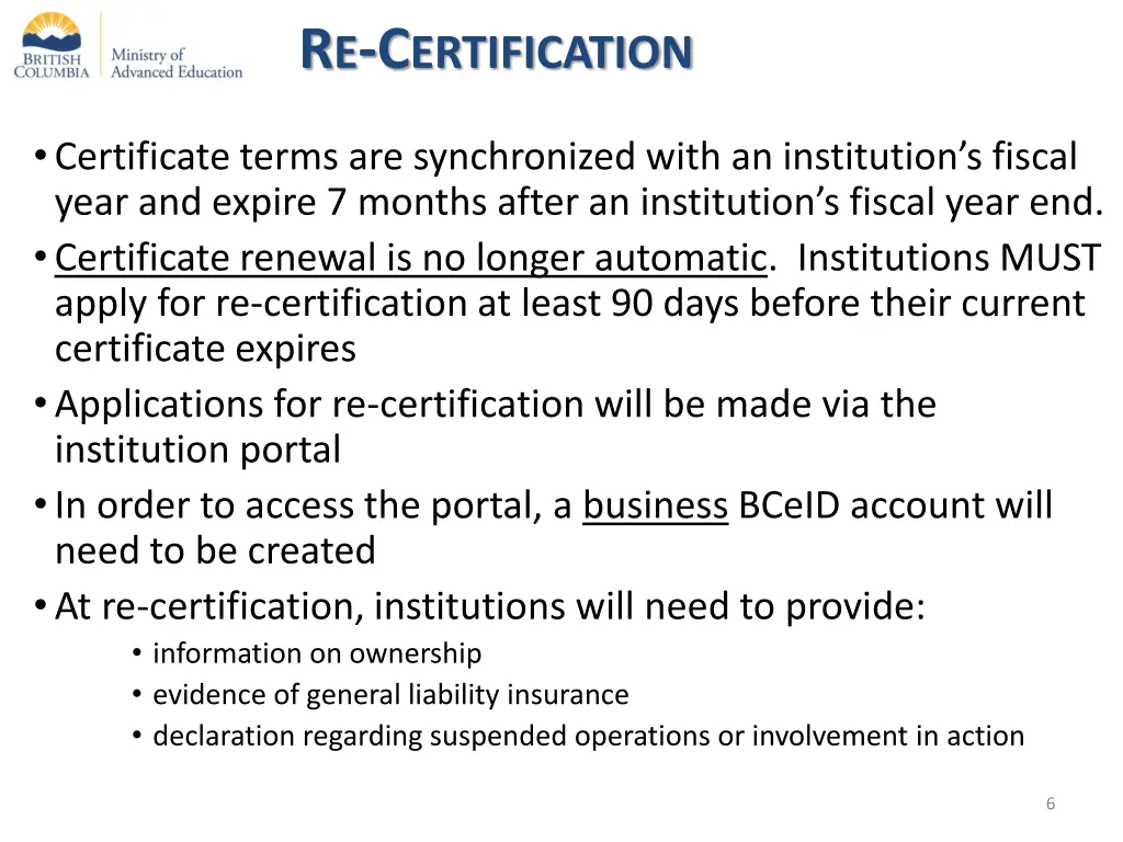 r e c ertification