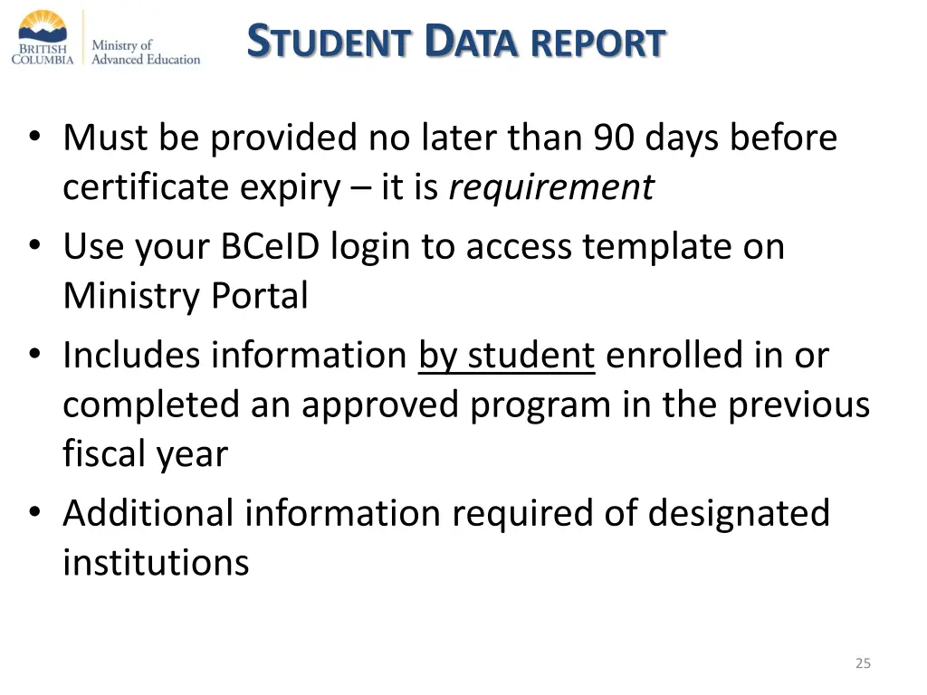 s tudent d ata report