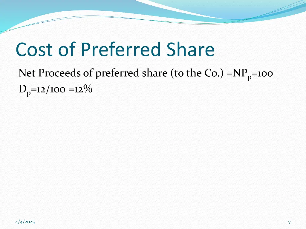 cost of preferred share 1