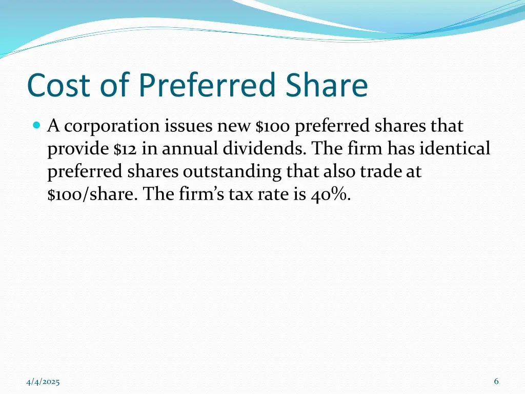 cost of preferred share