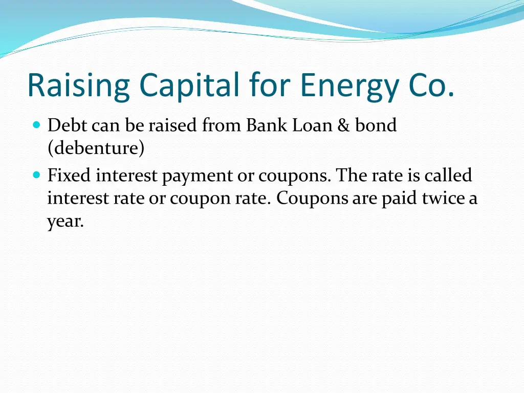 raising capital for energy co 1