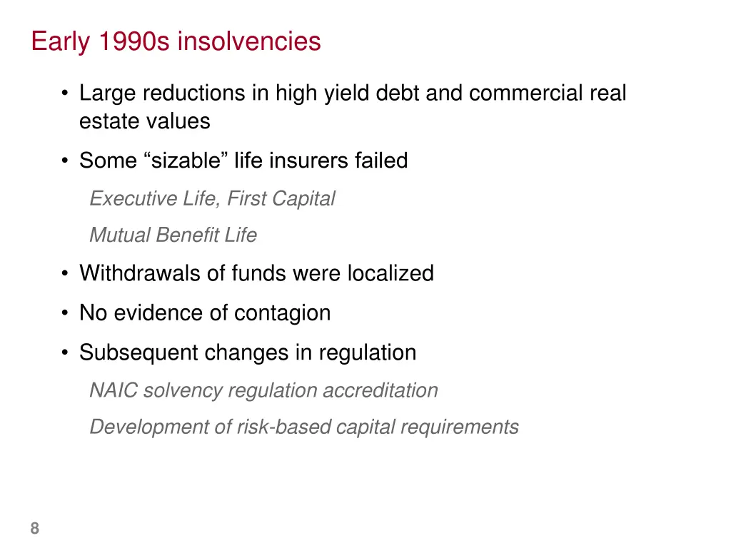 early 1990s insolvencies