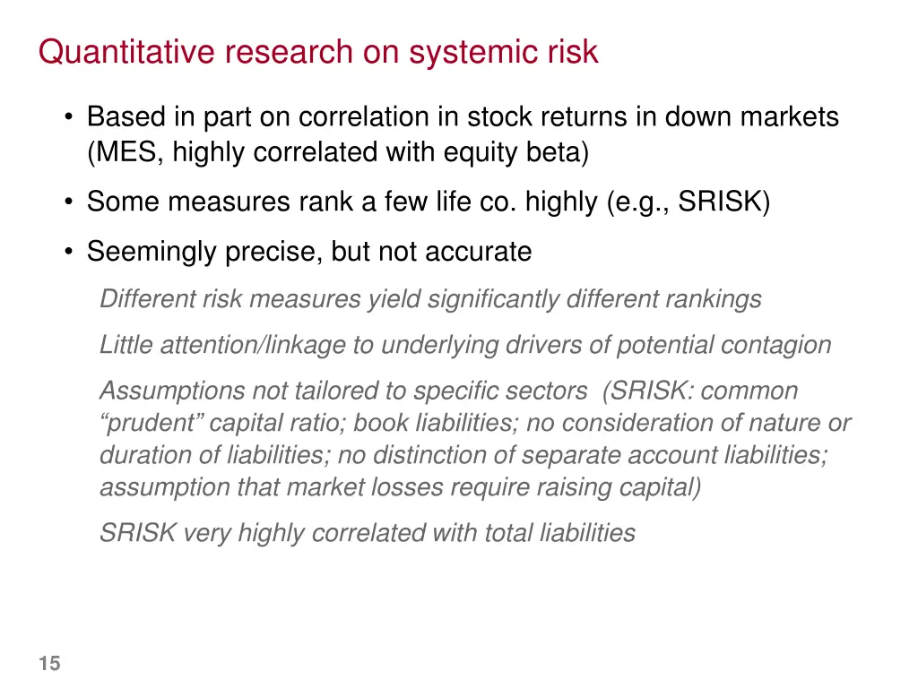 quantitative research on systemic risk