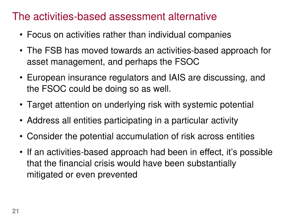 the activities based assessment alternative