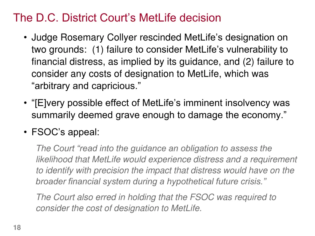 the d c district court s metlife decision
